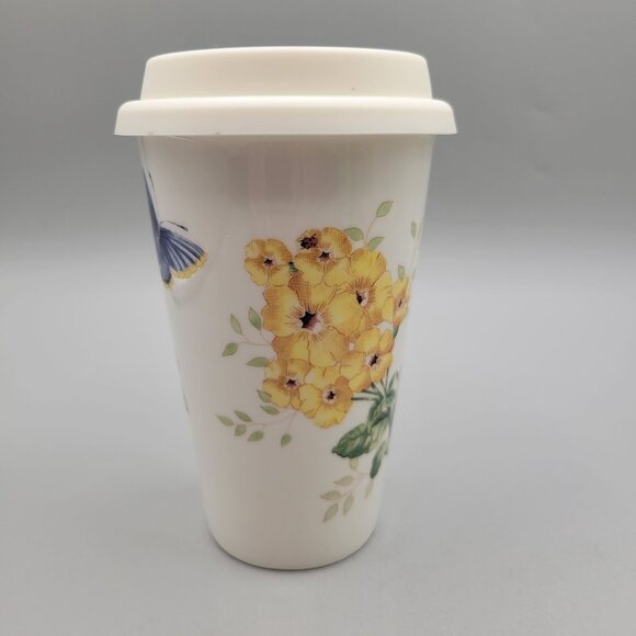Lenox Butterfly Meadow Ceramic Travel Mug With Lid 10 fl oz - Picture 3 of 9